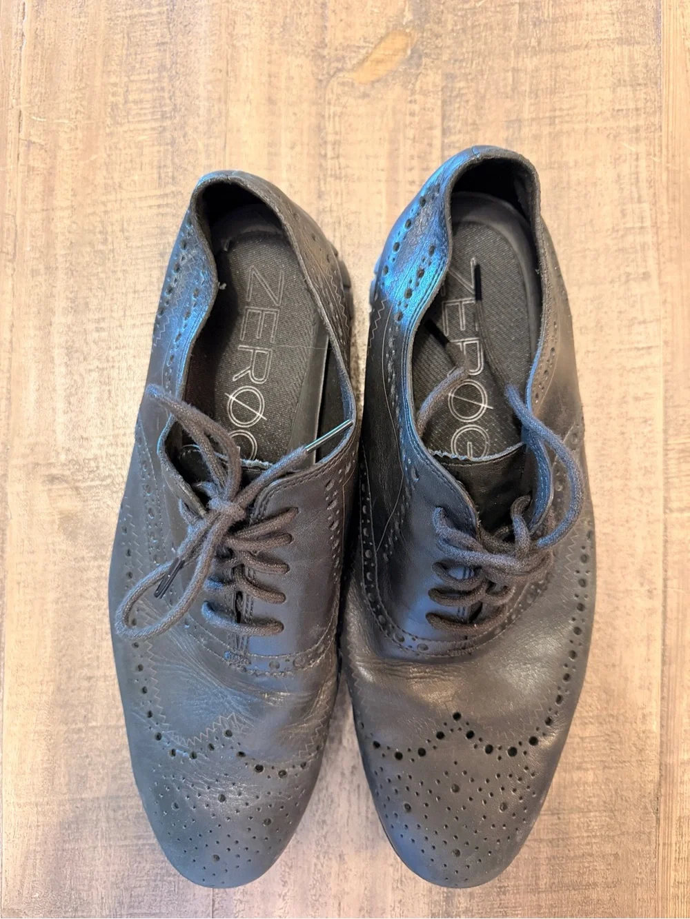 Cole Haan Zero Grand Mens Black Leather Wingtip Oxford Shoes C20719 - Size 11 M